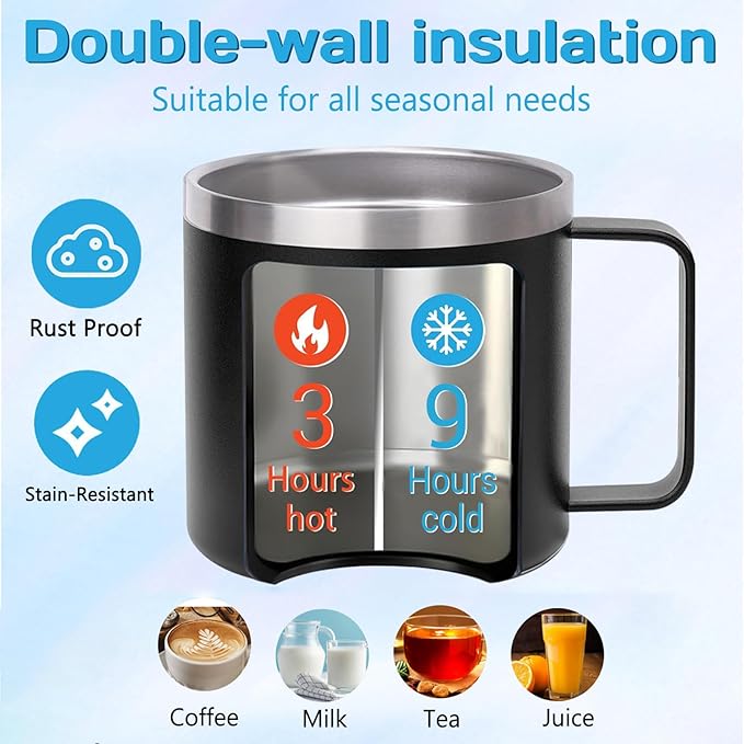 Personalized Mug Cup with Handle 12/14oz Custom Stainless Steel Mugs Customized Name Coffee Tumbler for Women Men Student Family Office Gifts, Portrait