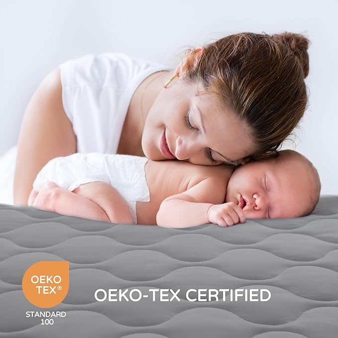 Yoofoss Waterproof Crib Mattress Protector, Quilted Crib Mattress Pad Cover Soft and Breathable, Machine Washable Toddler Mattress Protector for Standard Baby Crib Size 52''x28''