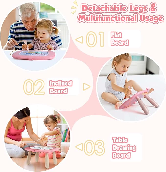 Smasiagon Toddler Toys Age 1-2, Magnetic Drawing Board, Early Learning Doodle Board Writing Painting Sketch Pad, Birthday Christmas Day Gifts for 1 2 3 Year Old (Pink)