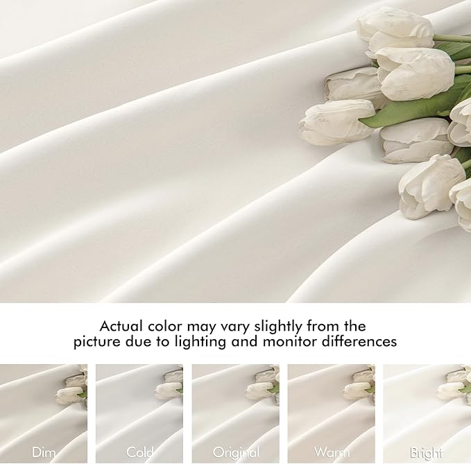 MIULEE Ivory Back Tab Blackout Curtain 96 Inch Long 2 Panels Set for Bedroom, Rod Pocket/Pinch Pleat Thermal Insulated Living Room Darkening Pleated Light Blocking Floor to Ceiling Drape