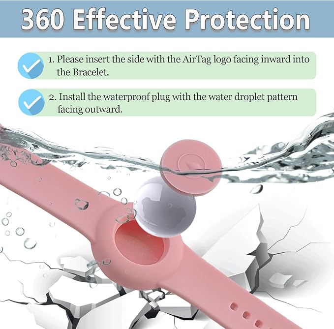 Waterproof Bracelet for AirTag Kids, Personalized Initial Letter Hidden Holder Compatible with Air Tag, Silicone Case for Airtag Adjustable Anti-Lost GPS Tracker for Toddler Child Elder, C