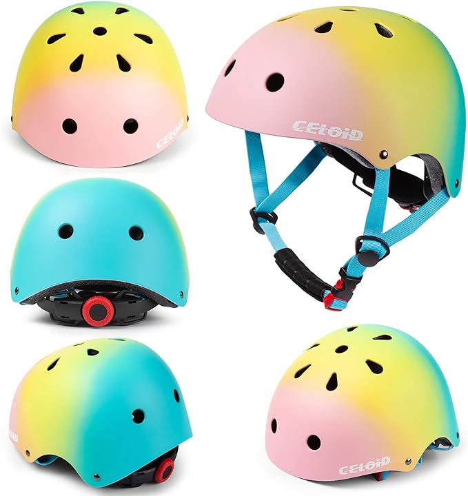 Kids Bike Helmet,Toddler Skateboard Helmets for Ages 2-3-5-8-14 Years Boys Girls，Adjustable Multi-Sport Bicycle Skateboarding Football Roller Skating Scooter Rollerblade Balance Bike Helmet