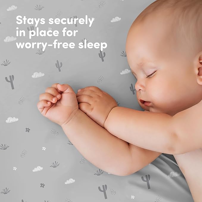 Sweety Fox 2-Pack Cotton Jersey Crib Sheets – Soft Fitted Sheets for Boys and Girls, Mini Crib Sheets, Toddler Bed Sheets (Savanna)