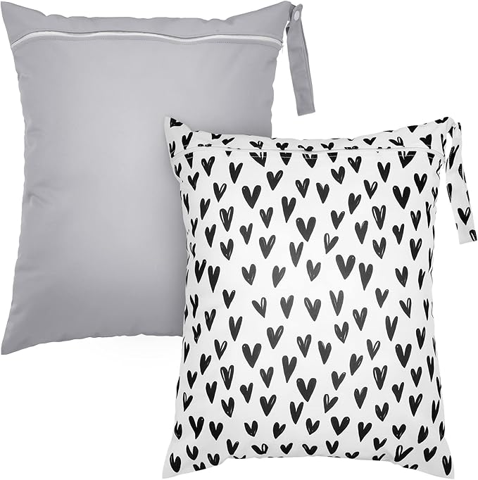 Shappy 2 Pcs Large Travel Laundry Bag Washable Waterproof Wet Dry Large Dirty Clothes Bag Bathing Workout(Solid Gray, Heart)