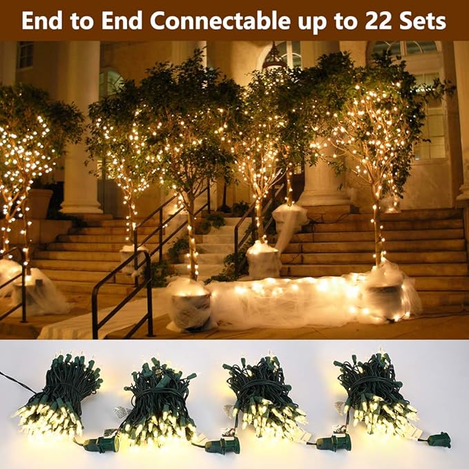 Brizled Mini Christmas Lights, 33ft 100 LED Christmas String Lights Connectable, UL Certified Energy Saving Xmas Tree Light for Indoor Outdoor Bedroom Wedding Party Xmas Tree Decoration, Warm White