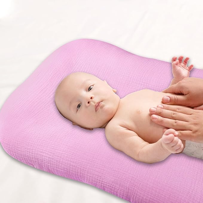 Hooyax Muslin Baby Lounger Cover Soft Organic Cotton Slipcover Fits Newborn Lounger for Baby Boys and Girls (Lavender)