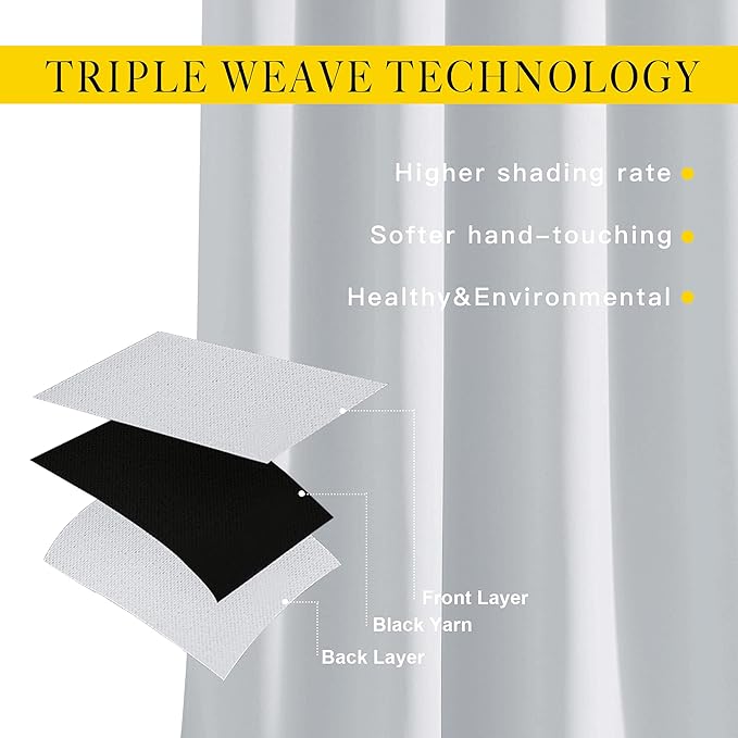 NICETOWN Greyish White Curtains 96 inches Long, Grommet Thermal Insulated Blackout Curtains Privacy Window Treatments for Boys Room/Living Room, W46 x L96, 2 Panels