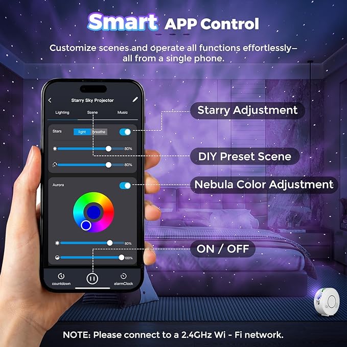 Smart Star Light Projector,Galaxy Projector with 6 Projection Slide,Smart APP & Voice Control Rotatable Galaxy lamp with 24H Timer and 37 White Noises Cloud Light Gift for Kids Room Decor(White)