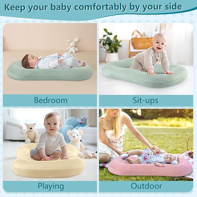 Baby Lounger Pillow, Infant Lounger for 0-24 Months, Soft Cotton and Portable Baby Lounger for Home (Yellow)