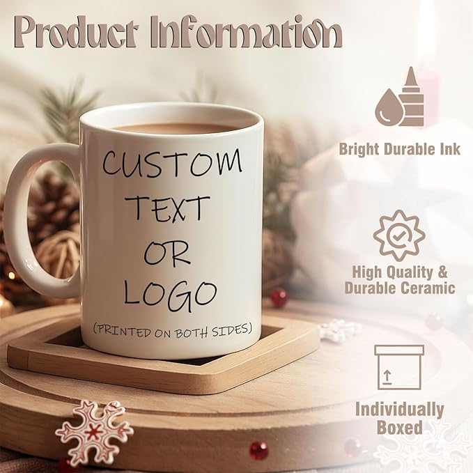 Custom Photo & Text Mug Add Personalized Text, Upload Your Image Personalized 11.5oz Mug Choose From Various Designs The Suitable Gift for Parents (C01 TEXT)