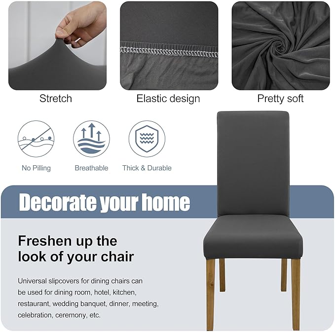 BIETYONE Stretch Dining Chair Covers Set of 6, Soft Removable Washable Kitchen - Image 3