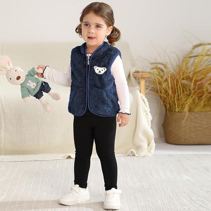Baby Boys Girls Fleece Vest Zip Up Cute Bear Jackets Fuzzy Fall Winter Warm Clothes Newborn Outwear for Toddler Infant