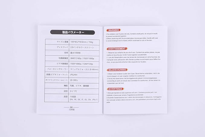 1000X Handheld Microscope for Kids 4K 2.0" Screen Rechargeable Mini Pocket Digital Microscopes w/Slides Kit Portable Edu Gift Age 4-6 8-12 Children Students (Grey)