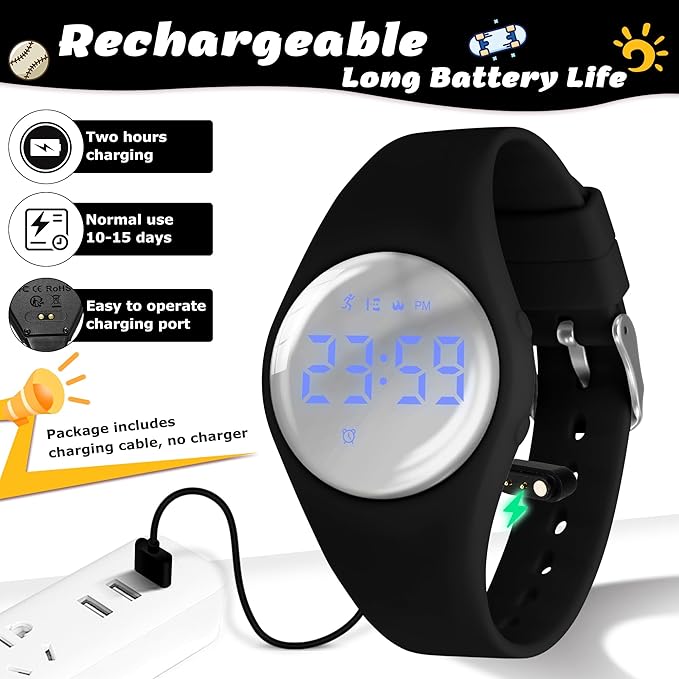 Kids Watches for Girls Boys Digital Sport Watch with Step Counter Pedometer Vibration Alarm Clock, No App Waterproof Fitness Tracker Kids Watch Boys Girls Teens Students Ages 5-16