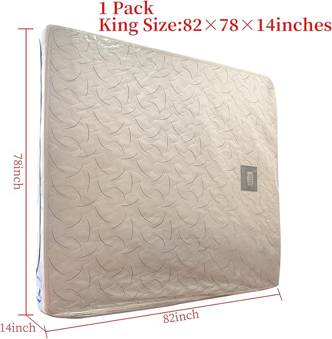 King Mattress Bag for Moving and Storage Cover -5 Mil Zipper Plastic Waterproof Mattress Storage Bag 82x78x14 inches,1 Pack