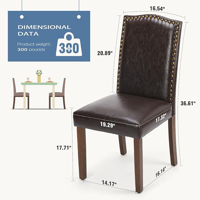 DUMOS Dining Chairs Set of 6, Moden PU Leather Kitchen Table Chairs - Image 5