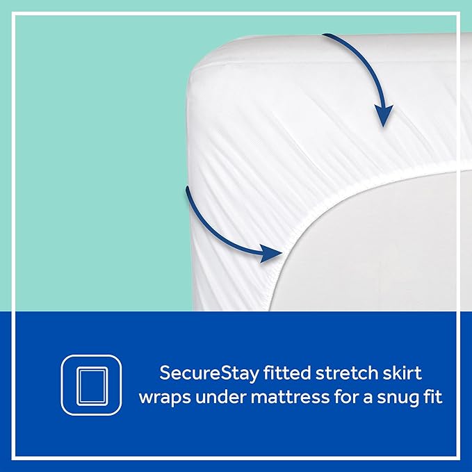 Sealy Baby Stain Protection Waterproof Crib Mattress Protector Cover, Fitted Toddler Bed Pad, Protective Sheet for Boys and Girls Bedding, Noiseless & Machine Washable/Dryer Friendly 52x28 - White