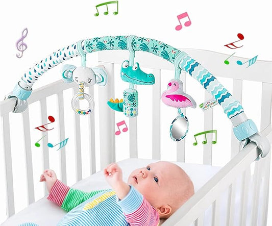 Pau1Hami1ton Baby Stroller Arch Toys, Car Seat Toys,Bouncer Toy Bar/Mobile for Bassinet,Adjustable Baby Hanging Toys Fit for Crib Bed,Stroller,Car Seat.S-19(Crocodile)