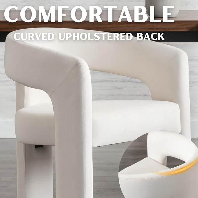 RIVOVA Modern Barrel Dining Chairs Set of 8, Velvet Upholstered Accent Side - Image 4