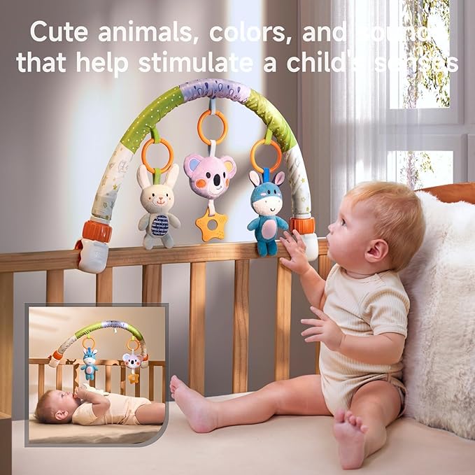 TUMAMA Baby Stroller Arch Toy,Portable Baby Mobile for Bassinet,Newborn Sensory Hanging Rattle Arch Toy for Babies Infants 0-12 Months