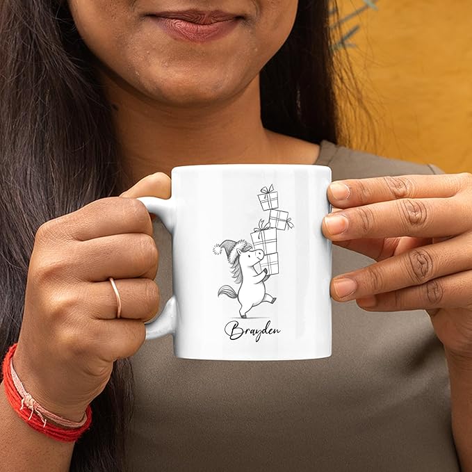 Awesome Horse Coffee Mug Gift for Horses Lovers Brother Sister Birthday Christmas, Personalized Horses Accent Teacup, Customized Name Horse Ceramic Mug 11Oz 15Oz, Cute Animal White Cup Gift For Kids