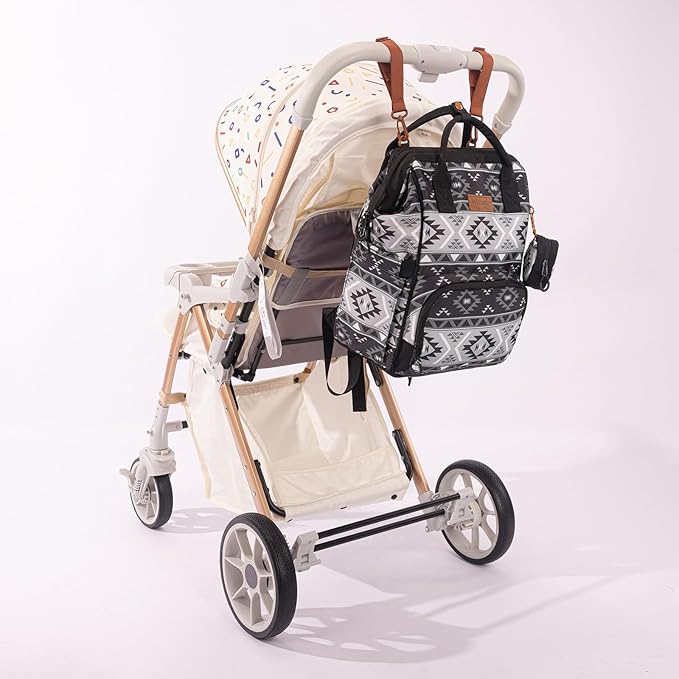 Wrangler Aztec Backpack Multifunction Baby Travel Bag with Changing Pad, Stroller Straps and Pacifier Case WG2204-91103BK