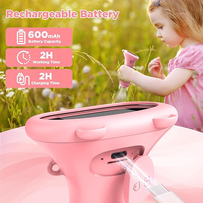 MAXLAPTER Portable Digital Microscope for Kids: 1000X Handheld Kid Microscope with 2'' Screen and 8 LED Lights - Pocket Miniscope Edu Science Toys Birthday Gifts for Age 3-5 5-7 8-12 Girls Boys, Pink