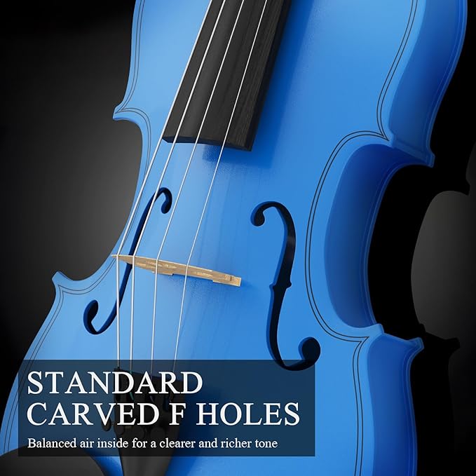 4/4 Beginner Violin Kit for Adults, Complete Full Size Violin Set with Portable Case, Bow, Rosin, Dark Blue