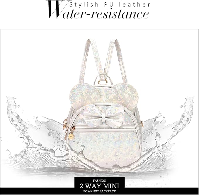 KL928 Girls Bowknot Polka Dot Cute Mini Backpack Small Daypacks Convertible Shoulder Bag Purse for Women