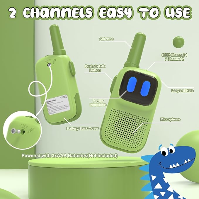 Toys for 3-12 Year Old Girls Boys, Walkie-Talkies for Kids 2 Pack 1000FT Long Range with 2 Channels, Handheld Kids Walky Talky Educational Electronic Outdoor Toys for Outside Camping Hiking