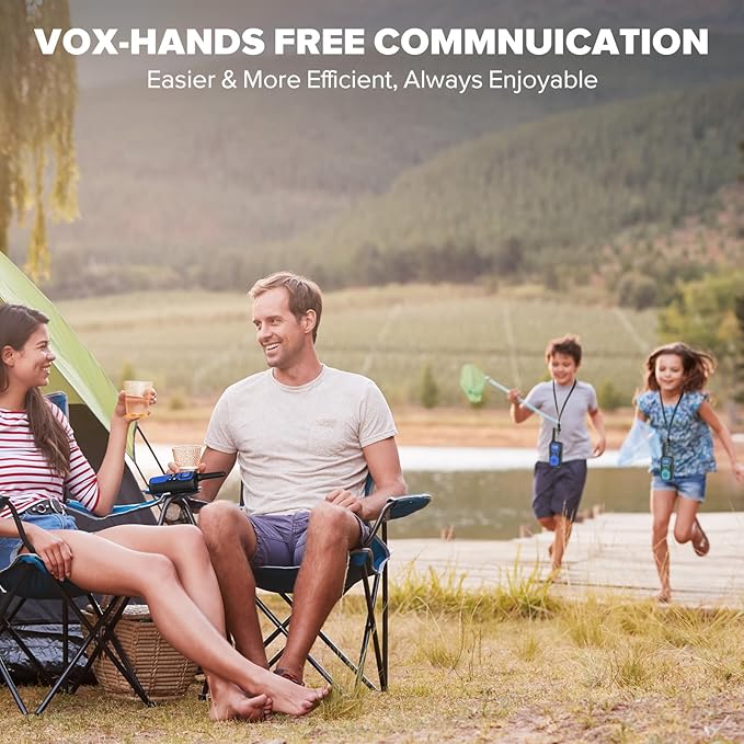 Wishouse Walkie Talkies for Kids Adults - Long Range Rechargeable 2 Way Radios,Gift,Hiking Accessories Camping Gear with Lamp,SOS Siren,NOAA Weather Alert,VOX,Easy to Use Blue Green 2 Pack