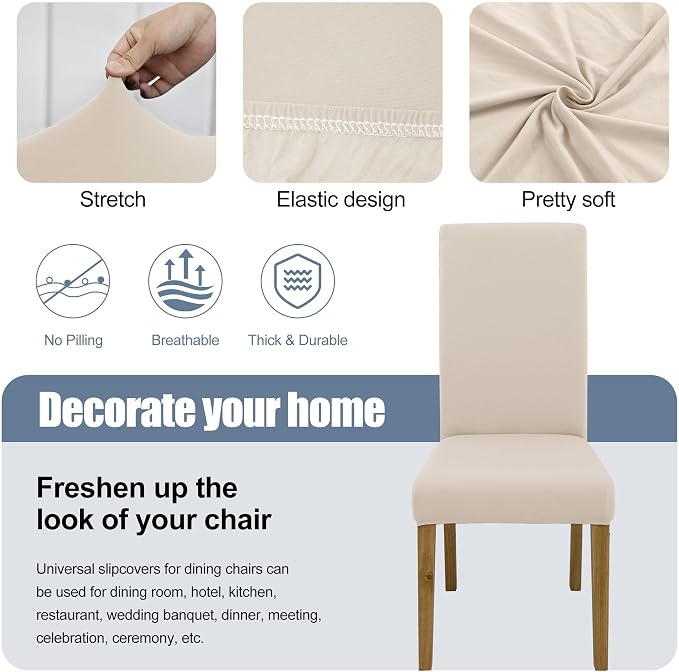 BIETYONE Stretch Dining Chair Covers Set of 4, Soft Removable Washable Kitchen - Image 3