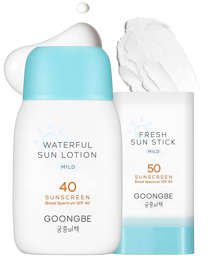 Sun Lotion SPF 40 & Sun Stick SPF 50-100% Zinc Oxide Mineral Sunscreen - No White Cast - Vegan Reef-Safe for Babies Kids Adults - Korean Skincare, 2.82oz & 0.49oz