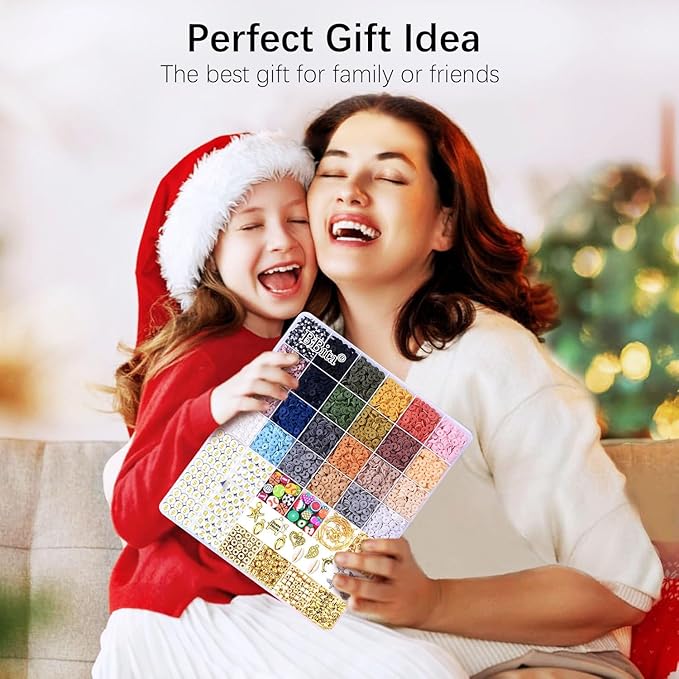 BBita 6680Pcs Clay Beads Bracelet Making Kit, Flat Preppy Beads for Friendship Bracelets, Polymer Clay Beads with Charms for Jewelry Earrings Necklaces Making Kit, Crafts Gifts for Girls Ages 6-12