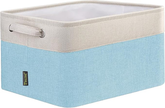 BALEINE 1 Pack Fabric Storage Bins for Shelves, Linen Storage Baskets for Organizing, Decorative Closet Bins for Clothes, Home (Skyblue, 15''x11''x9.5'')