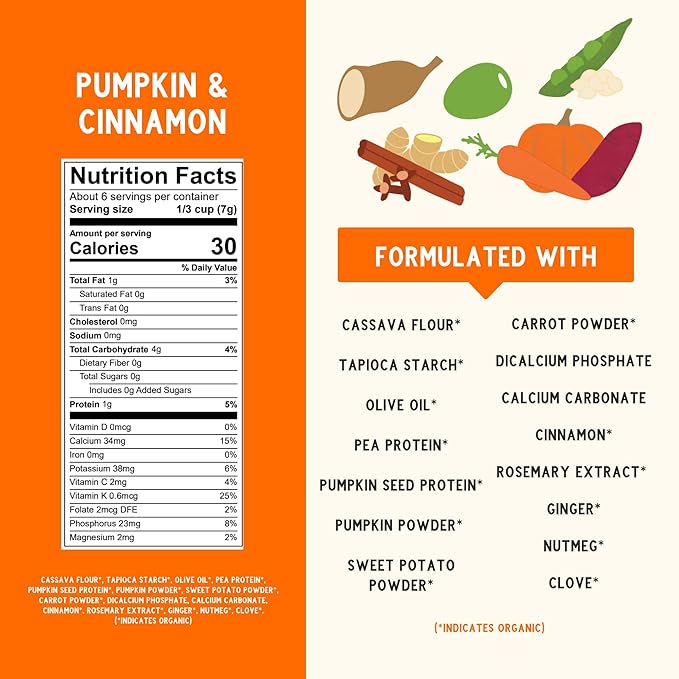 Serenity Kids 6+ Months Grain Free Puffs Toddler & Baby Snack | No Added Sugar, Gluten & Rice Free, Allergen Free | Made with Organic Cassava, Veggies, and Herbs | Pumpkin & Cinnamon | 1 Count