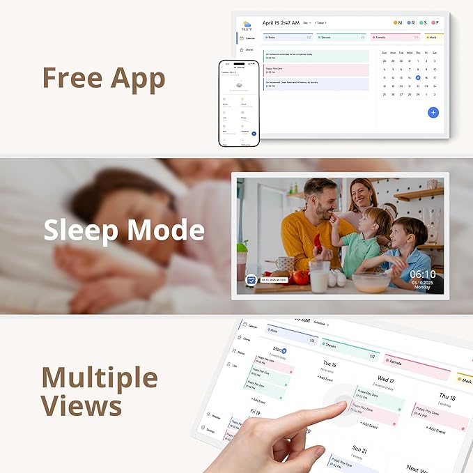 Dragon Touch 32" Digital Calendar Chore Chart – 1080P Full HD Interactive Touchscreen, Smart Family Planner, Hearth Display Digital Calendar Wall & Desk Mountable for Seamless Scheduling