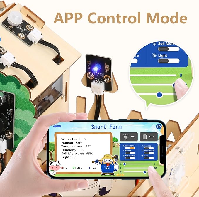 STEM Kit for Kids Age 12+,ACEBOTT ESP32 Smart Farm STEM Kits Compatible with Arduino & Scratch,Automatic Watering & Pet Feeder,DIY Coding Project Gift for Teens & Adults(NO Anti-Reverse)