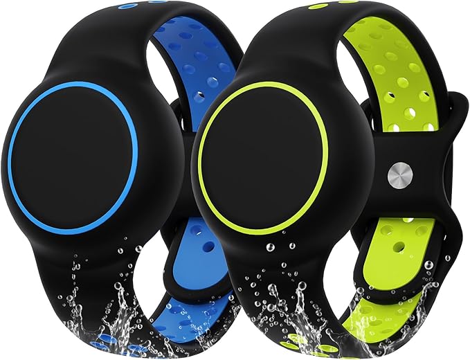 Waterproof Bracelet Compatible with AirTag for Kids (2 Pack), Protective Case GPS Tracker Holder for Child with Full Coverage Hidden Design, Soft Silicone Anti-Lost Wristband Cover for Toddler BBBY