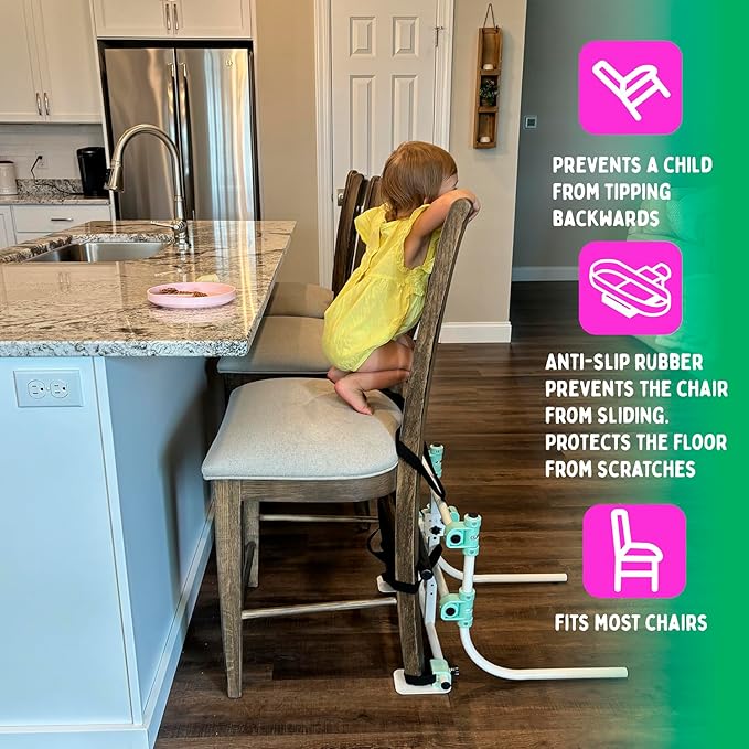 Tip Protector for Chairs - Patent Anti-Tip Chair Safety Device for Children - Anti-Tip Furniture, Child Safety Device for Toddlers - Prevent Chair Tipping for Safe Seating