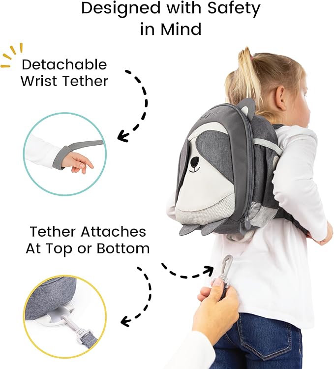 Lulyboo Toddler Backpack Leash - Baby Walking Harness & Anti-Lost Wrist Tether - Kids Backpack 5 Storage Pockets and 2 Adjustable Child Leashes for Kids 1, 2,3,4,5,6,7 Years Old - Ultra-Soft - Panda