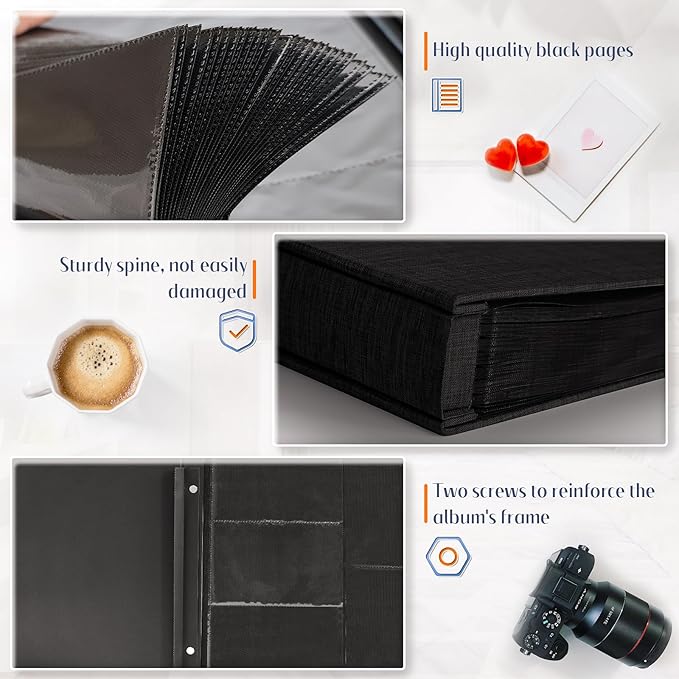 Popotop Photo Album 4x6 600 Pockets for Wedding Gifts,Linen Hardcover Picture Albums for Family Anniversary Baby Vacation Pictures