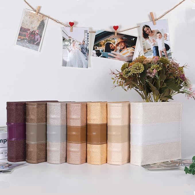 RECUTMS Photo Album 4x6 with Writing Space 100 Photos Photo Book, Leather Cover Picture Album with Memo Areas for Wedding Anniversary Family Baby Couple Valentines Graduation Travel (Dark Coffee)