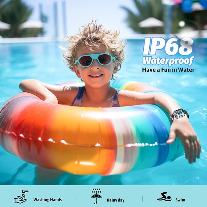 Smart Watch for Kids Fitness Tracker No Phone/APP Needed,19 Sport Mode,1.5" DIY Dial,IP68 Waterproof,Sleep Monitor,Pedometers,Heart Rate,Great Birthday Gift for Boys Girls Teens 6-14 year Olds (Black)