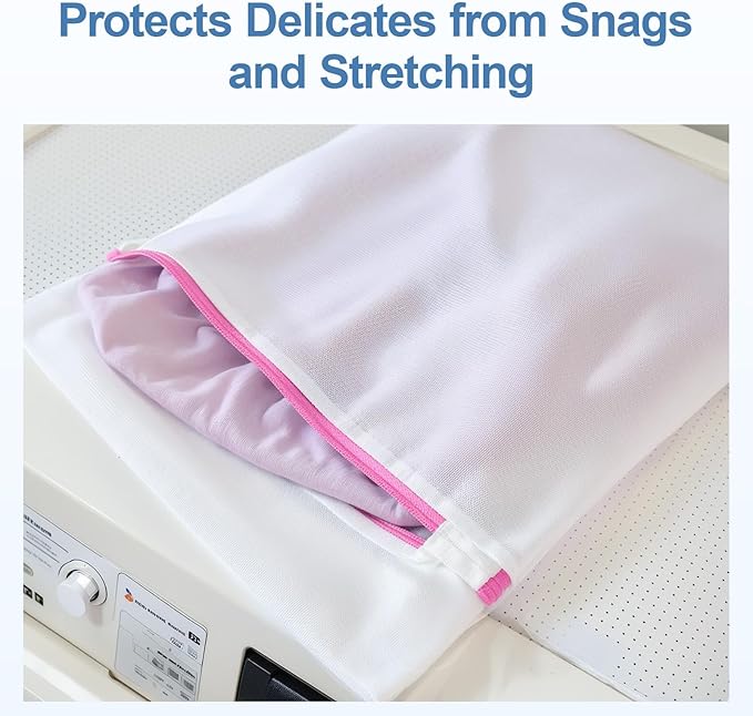 3Pcs Mesh Laundry Bags for Delicates, 16 x 12 Inch Durable Wash Bags with Zipper, Reusable Laundry Bags for Lingerie, Underwear, Socks, and Small Garments