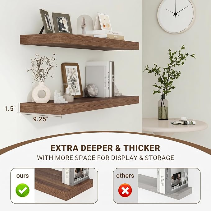 Acovy 36 Inch Floating Shelves, Wooden Shelves - Image 5