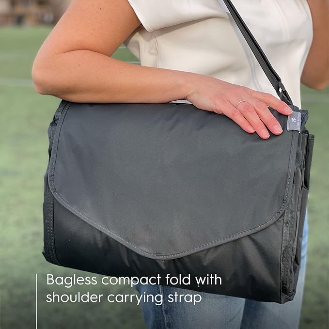 Little Unicorn 5'x7' Outdoor Family Picnic & Beach Blanket | Durable & Water-Resistant Fabric | Compact Fold & Easily Wipes Clean | Zipper Pocket (Shoreline Stripe)