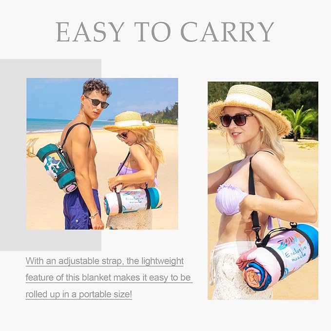 Exclusivo Mezcla Waterproof Picnic Blanket 60x80 Inches Large Multicolor Floral Polyester Sandproof Modern Camping Blanket