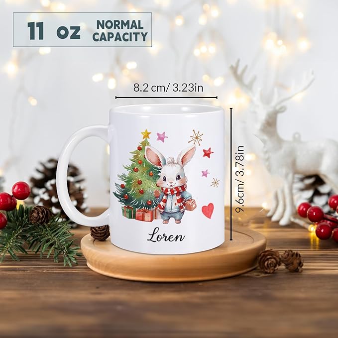 Custom Christmas Coffee Mug Personalized Hot Chocolate Mug for Kids Customized Hot Cocoa Cups with Name 11oz Ceramic Santa Mugs Winter Holiday Xmas Mugs Christmas Gifts for Family Kids Xmas Decor