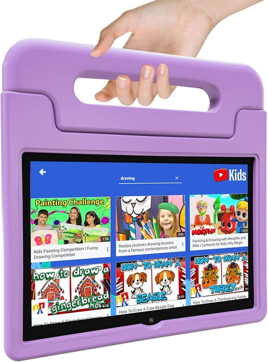 Kids Tablet, 10.1 Inch Tablet for Kids Android 14, 64GB Octa-Core, WiFi, Big Battery, Kids Space, Parental Control 1280 * 800 HD Display Children Tablets Purple